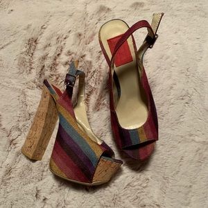 Vintage FRH Retro Rainbow Platform Sandals